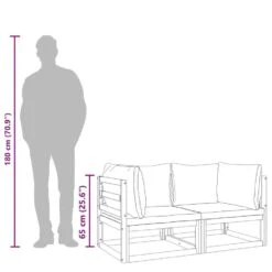 VidaXL - Hoekbanken Sectioneel - Taupe - Acaciahout - 2 Stuks -Meubelwinkel 01923a24ce4842bf8bec26fe6db95c3e