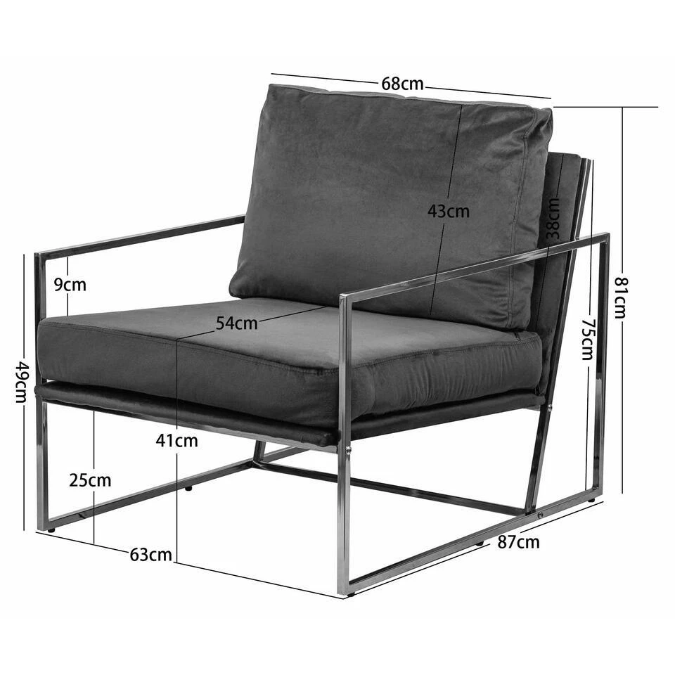 Retro Metalen Fauteuil Met Beige Fluweel 7 Retro Metalen Fauteuil Met Beige Fluweel - Afbeelding 5