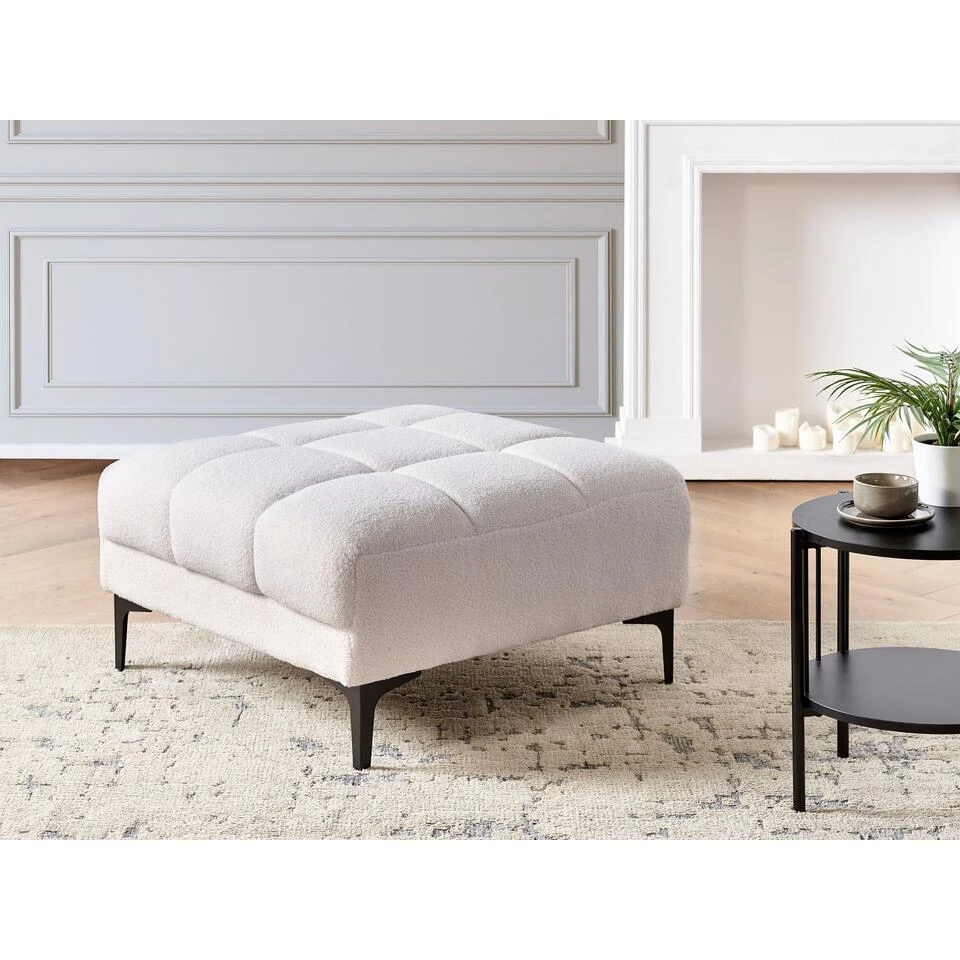 ALNES - Ottomaan - Wit - Polyester 4 ALNES - Ottomaan - Wit - Polyester - Afbeelding 2