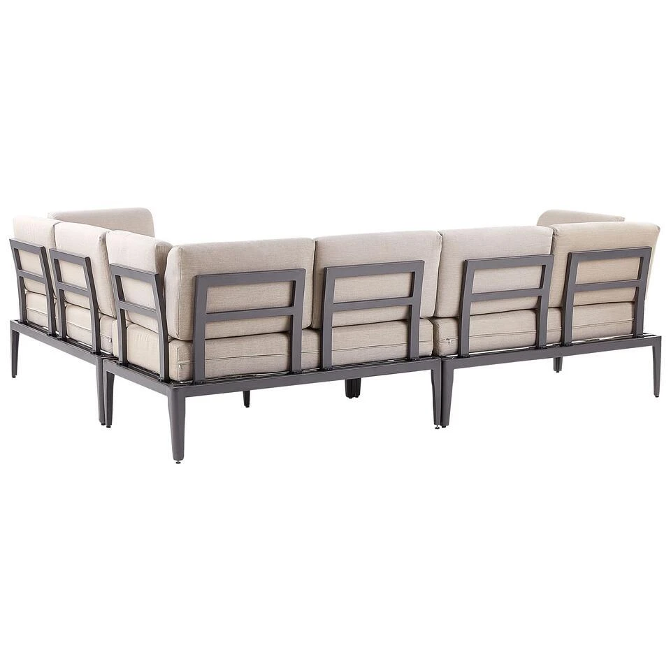 Beliani Loungeset RIMA III - Grijs Aluminium - Beige Kussenset 10 Beliani Loungeset RIMA III - Grijs Aluminium - Beige Kussenset - Afbeelding 8