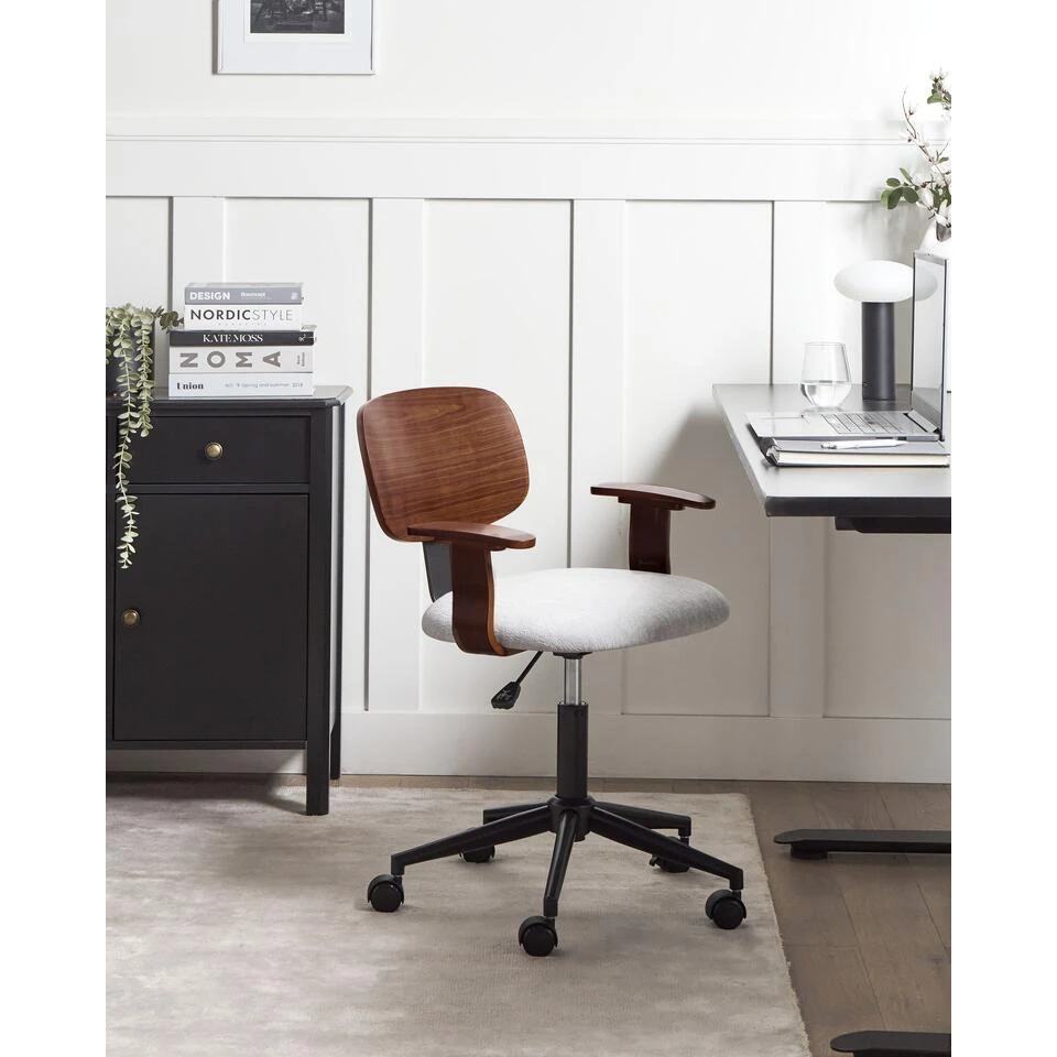 GUNNISON - Bureaustoel - Lichtgrijs - Linnen 4 GUNNISON - Bureaustoel - Lichtgrijs - Linnen - Afbeelding 2