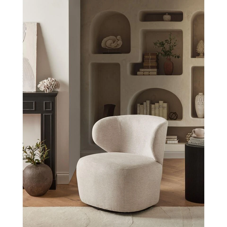 ALVDAL - Fauteuil - Beige - Polyester 4 ALVDAL - Fauteuil - Beige - Polyester - Afbeelding 2