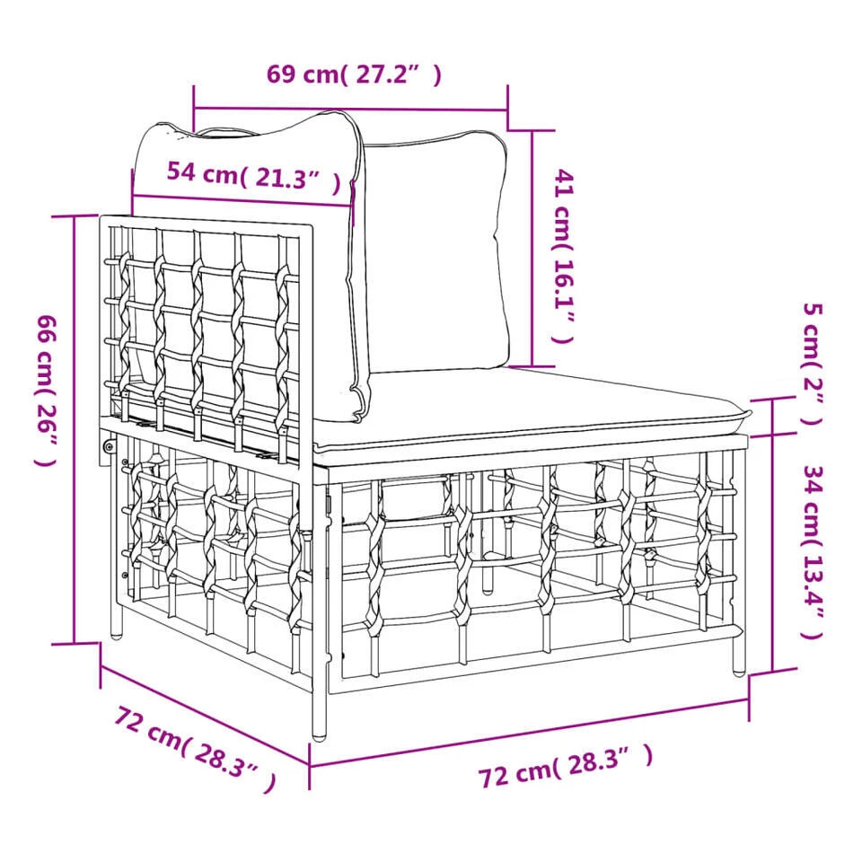 VidaXL - Tuinhoekbank - Antraciet - Poly Rattan - Met Kussens 10 VidaXL - Tuinhoekbank - Antraciet - Poly Rattan - Met Kussens - Afbeelding 8