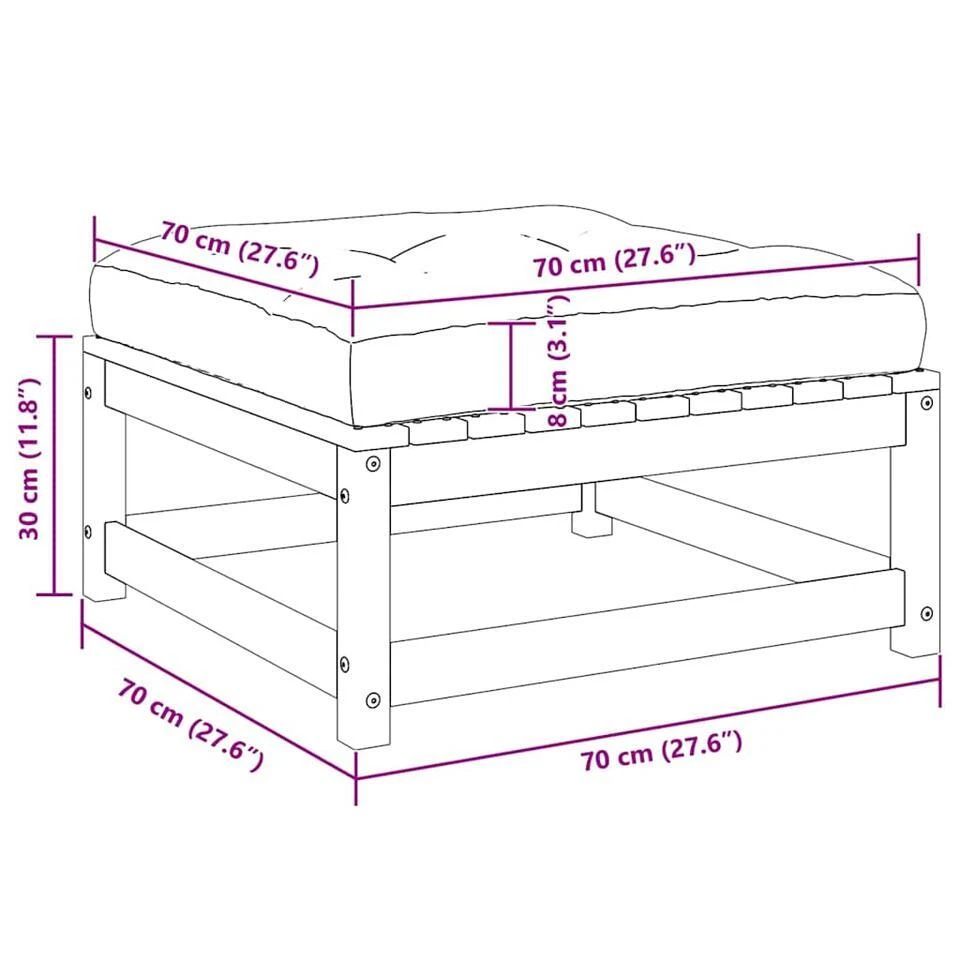 VidaXL - Tuinvoetenbank - Grijs - Grenenhout - Met Kussen 5 VidaXL - Tuinvoetenbank - Grijs - Grenenhout - Met Kussen - Afbeelding 3