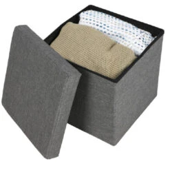 Merkloos Urban Living Poef/hocker/opbergbox - Donkergrijs - Mdf - 37 X 37 Cm -Meubelwinkel 0a4ff900b10c41bcb64119f88eb6b9e1