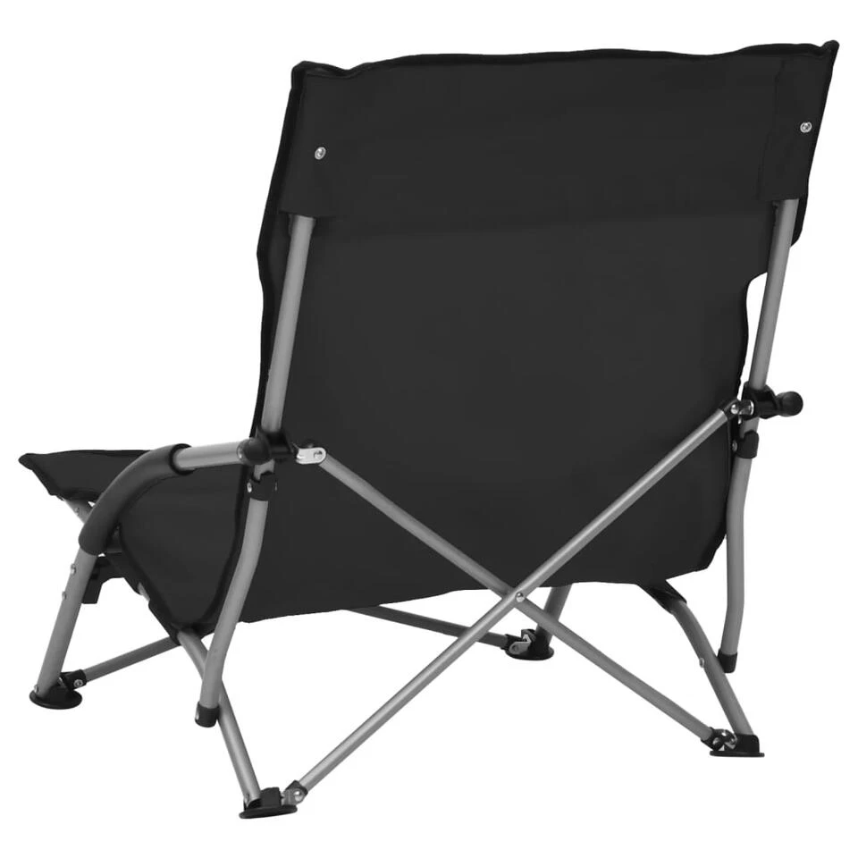 VidaXL Strandstoelen 2 St Inklapbaar Stof Zwart 6 VidaXL Strandstoelen 2 St Inklapbaar Stof Zwart - Afbeelding 4