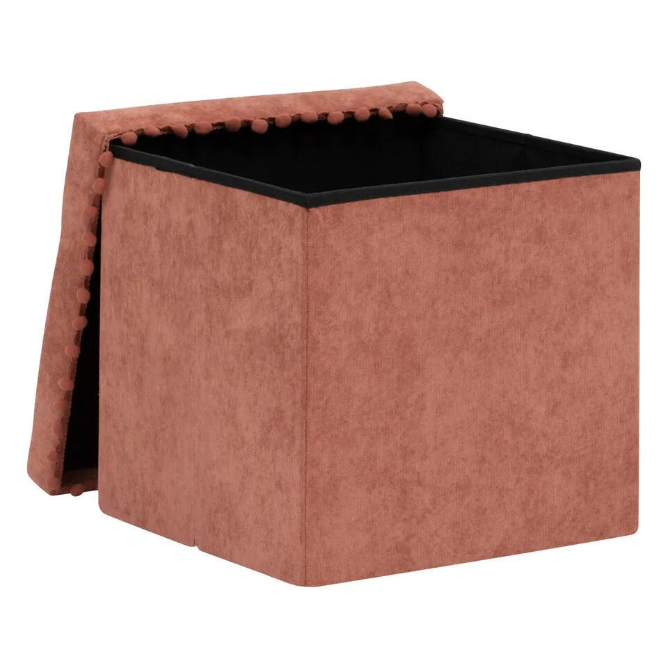 Atmosphera Storage Poef/hocker - Opvouwbaar - Steenrood - 38x38 Cm 4 Atmosphera Storage Poef/hocker - Opvouwbaar - Steenrood - 38x38 Cm - Afbeelding 2