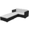 VidaXL 3-delige Loungeset Met Kussens Poly Rattan Zwart -Meubelwinkel 1000003014