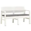VidaXL Tuinbank 2-zits Met Kussens 120 Cm Kunststof Wit -Meubelwinkel 1000003168