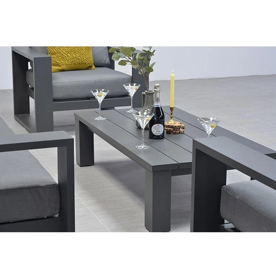 Garden Impressions Plaza Lounge Tuintafel 140x70xH40 Cm D. Grijs 4 Garden Impressions Plaza Lounge Tuintafel 140x70xH40 Cm D. Grijs - Afbeelding 2