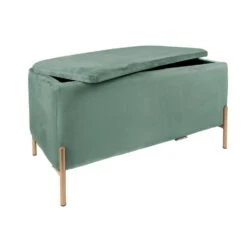 Leitmotiv Bank Snog XL - Velvet Jade Groen, Goud Geverfde Poten - 90x45x45cm
