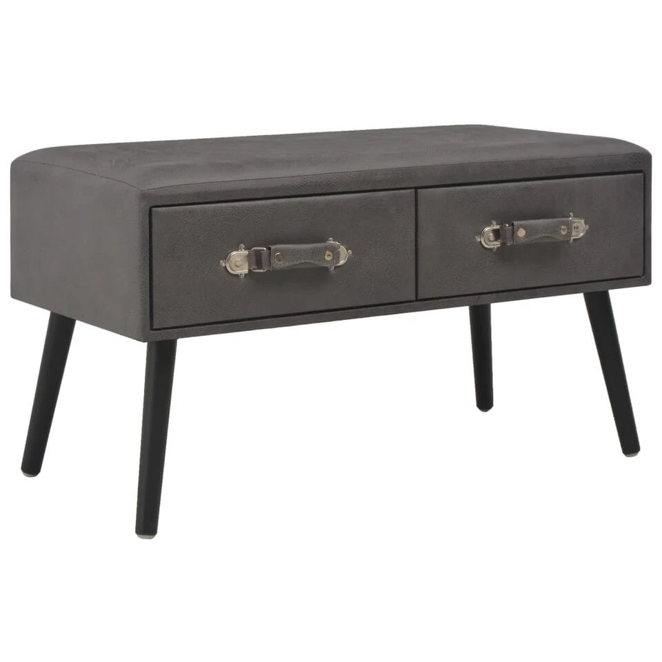 VidaXL Bank Met Lades 80 Cm Kunstleer Grijs 3 VidaXL Bank Met Lades 80 Cm Kunstleer Grijs