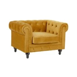 CHESTERFIELD - Chesterfield Fauteuil - Geel - Fluweel