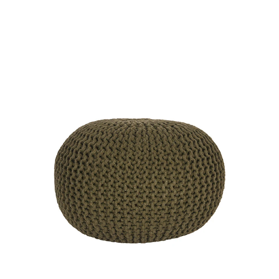 LABEL51 Poef Knitted - Army Green - Katoen - M 3 LABEL51 Poef Knitted - Army Green - Katoen - M