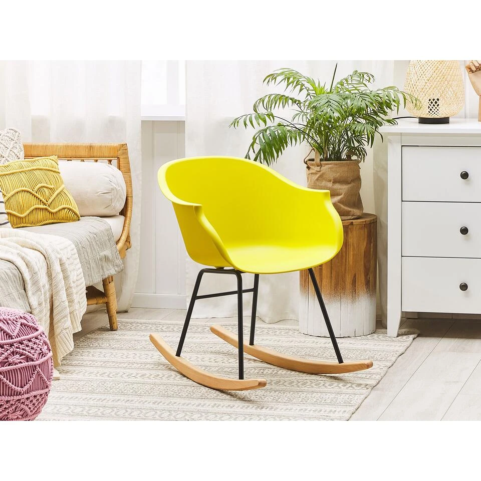 Beliani Schommelstoel HARMONY - Geel Polypropyleen 4 Beliani Schommelstoel HARMONY - Geel Polypropyleen - Afbeelding 2