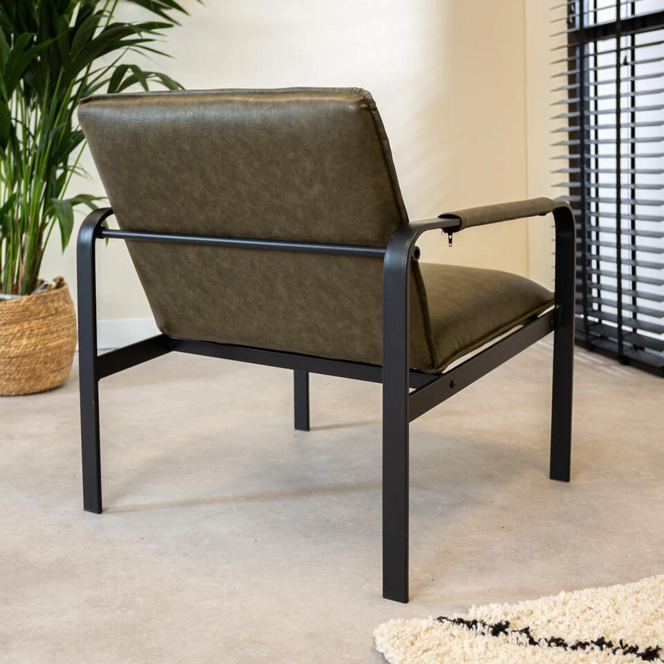 Industriële Fauteuil Mitch Groen - Kunstleder - Groen 5 Industriële Fauteuil Mitch Groen - Kunstleder - Groen - Afbeelding 3