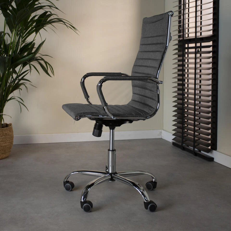 Industriële Bureaustoel Matt Grijs Stof Hoog - 50x55x112 Cm - Stof - Grijs 4 Industriële Bureaustoel Matt Grijs Stof Hoog - 50x55x112 Cm - Stof - Grijs - Afbeelding 2