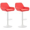CLP Set Van 2 Barkrukken Braga Wit Frame Kunstleer - Rood -Meubelwinkel 1000043334