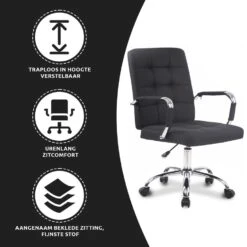 Xairo Milaan - Bureaustoel - Stof - Zwart -Meubelwinkel 1000050246 0102