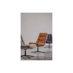 WOOOD Dirkje Draaifauteuil - Leerlook - Cognac - 101x70x85 -Meubelwinkel 1000052487 0102