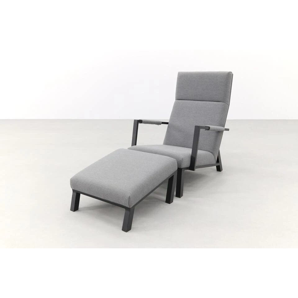 VDG Costa Relaxstoel + Hocker - Sunbrella - Light Grey 4 VDG Costa Relaxstoel + Hocker - Sunbrella - Light Grey - Afbeelding 2