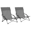 VidaXL Strandstoelen 2 St Inklapbaar Stof Grijs 1 VidaXL Strandstoelen 2 St Inklapbaar Stof Grijs -Meubelwinkel 1000056434