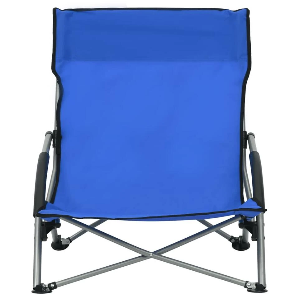 VidaXL Strandstoelen 2 St Inklapbaar Stof Blauw 4 VidaXL Strandstoelen 2 St Inklapbaar Stof Blauw - Afbeelding 2
