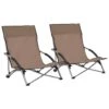 VidaXL Strandstoelen 2 St Inklapbaar Stof Taupe -Meubelwinkel 1000056443