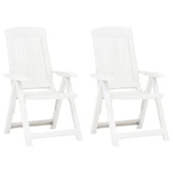 VidaXL Tuinstoelen 2 St Verstelbaar Kunststof Wit