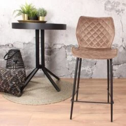 DS4U® Ruby Barkruk Velvet - Stof - Beige 8 DS4U® Ruby Barkruk Velvet - Stof - Beige -Meubelwinkel 1000069047 0102