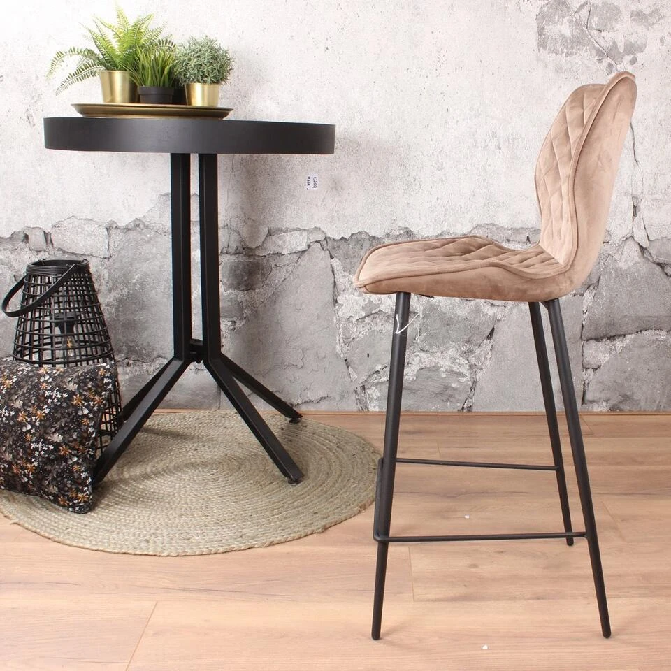 DS4U® Ruby Barkruk Velvet - Stof - Beige 6 DS4U® Ruby Barkruk Velvet - Stof - Beige - Afbeelding 4