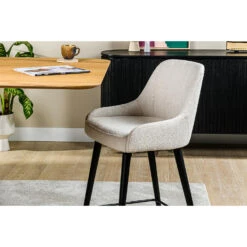 Giga Meubel Barkruk Bouclé Wit - Zithoogte 66cm - Modern - Stoel Timo -Meubelwinkel 1000071275 0102