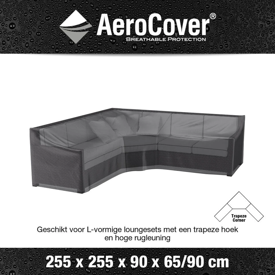 Aerocover Loungesethoes 255x255x90x65 Cm - L-vorm Trapeze 4 Aerocover Loungesethoes 255x255x90x65 Cm - L-vorm Trapeze - Afbeelding 2