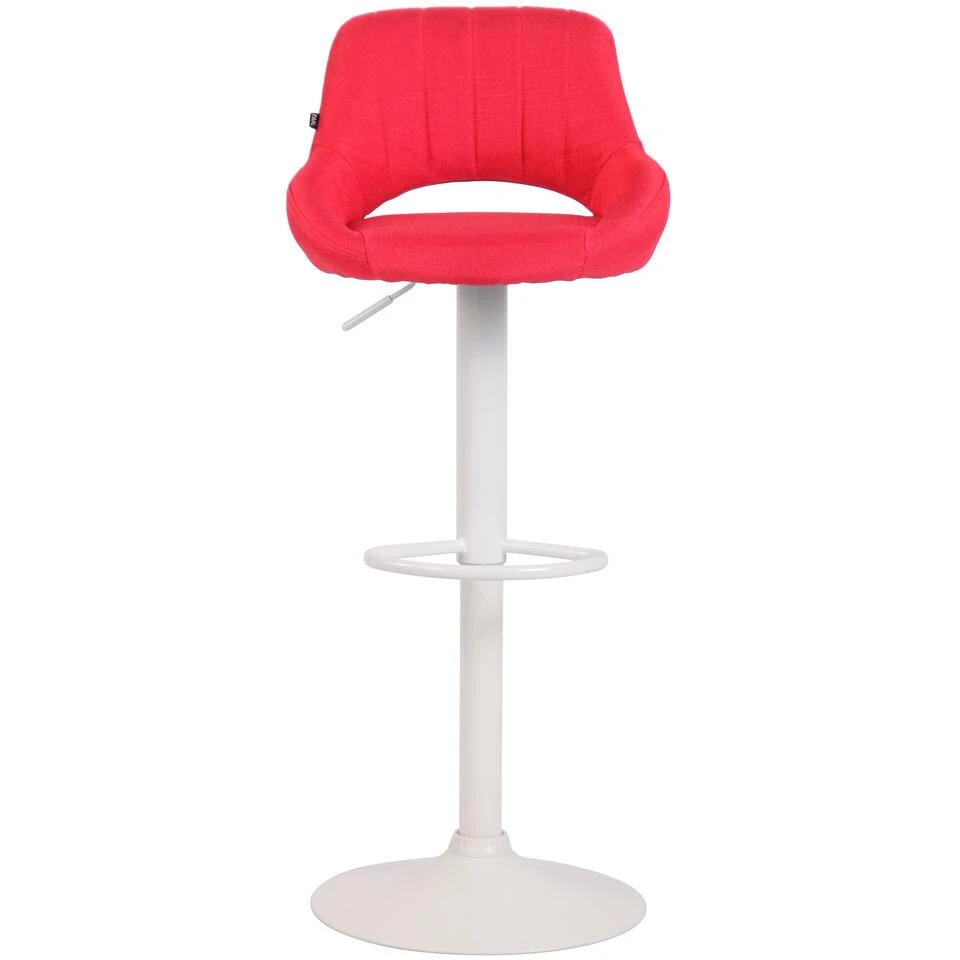 CLP Barkruk Milet Frame Wit Stof Rood 4 CLP Barkruk Milet Frame Wit Stof Rood - Afbeelding 2