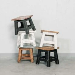 Rootsmann Houten Krukje - Wit - Hout 7 Rootsmann Houten Krukje - Wit - Hout -Meubelwinkel 1000074652 0102