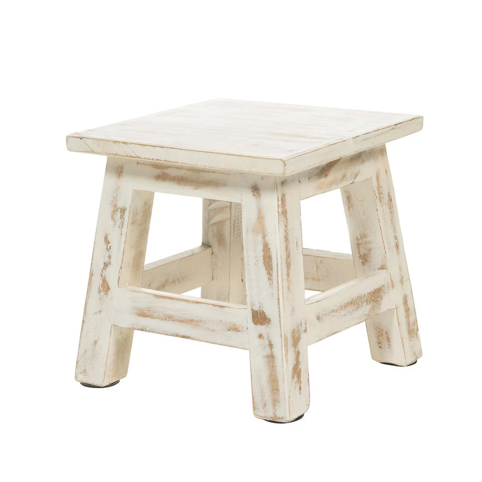 Rootsmann Houten Krukje - Wit - Hout 3 Rootsmann Houten Krukje - Wit - Hout