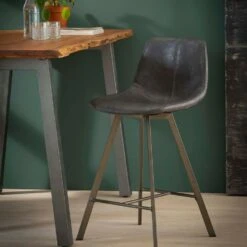 Barstoel Jill Kuip - Lederlook - Zwart -Meubelwinkel 1000076852 0102