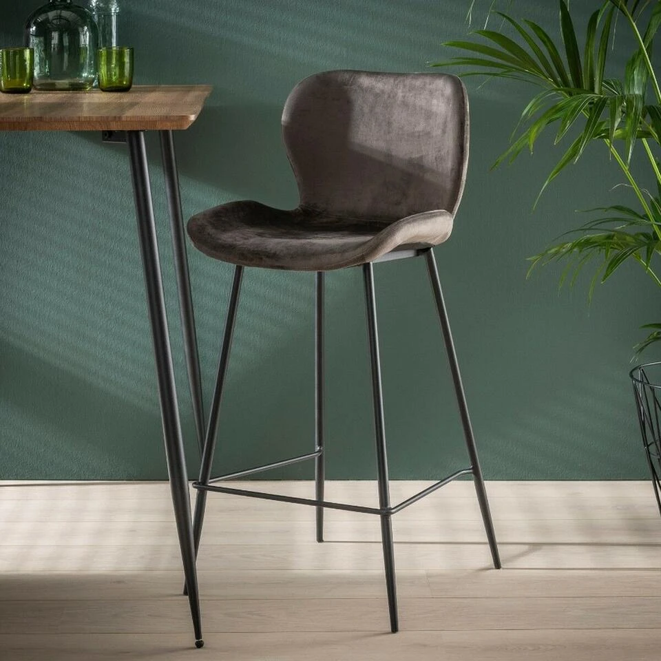 Verona Barstoel 67cm - Stof - Grijs 4 Verona Barstoel 67cm - Stof - Grijs - Afbeelding 2