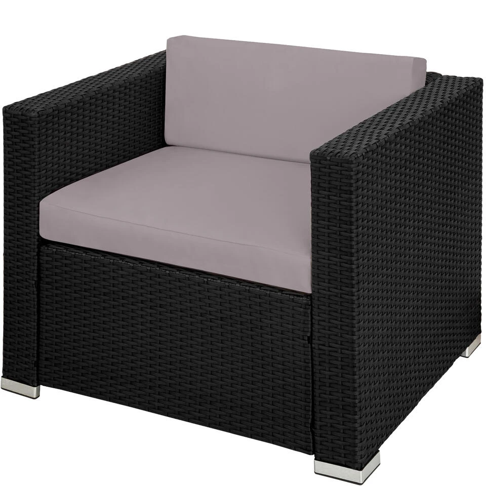 Tectake - Loungeset Milaan - Wicker - Zwart 5 Tectake - Loungeset Milaan - Wicker - Zwart - Afbeelding 3