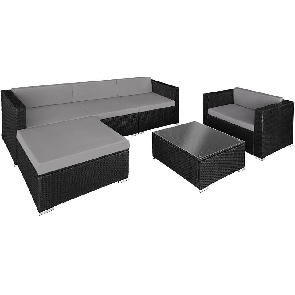 Tectake - Loungeset Milaan - Wicker - Zwart 3 Tectake - Loungeset Milaan - Wicker - Zwart