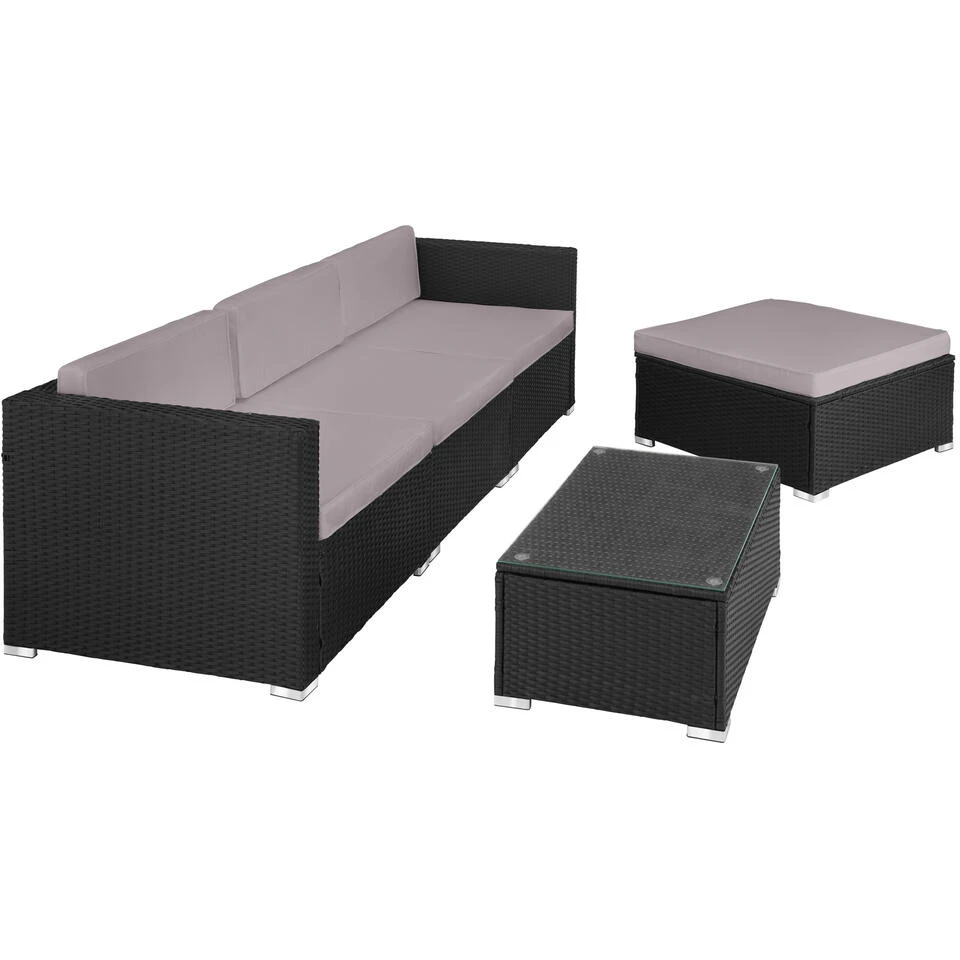 Tectake - Loungeset Florenz - Wicker - Zwart 6 Tectake - Loungeset Florenz - Wicker - Zwart - Afbeelding 4