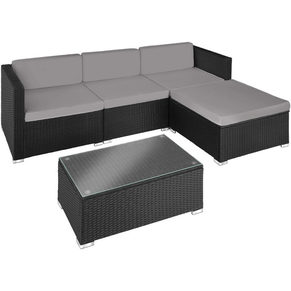 Tectake - Loungeset Florenz - Wicker - Zwart 3 Tectake - Loungeset Florenz - Wicker - Zwart