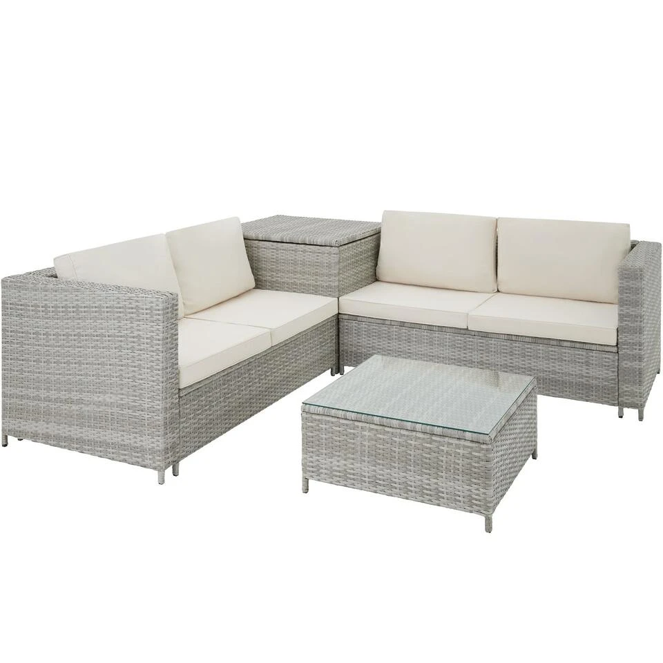 Tectake - Wicker Zitgroep Loungeset Siena - Lichtgrijs 3 Tectake - Wicker Zitgroep Loungeset Siena - Lichtgrijs