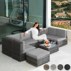 Tectake - Loungeset Venetië - Wicker - Zwart 7 Tectake - Loungeset Venetië - Wicker - Zwart -Meubelwinkel 1000077900 0101