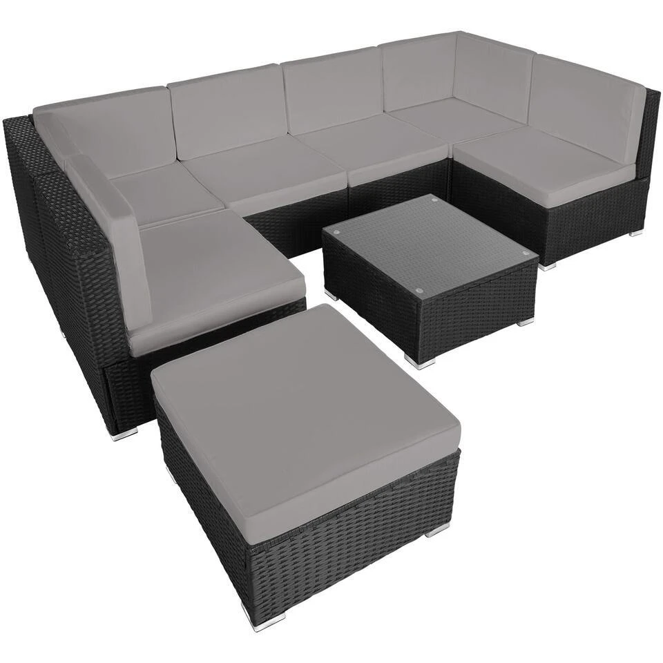 Tectake - Loungeset Venetië - Wicker - Zwart 3 Tectake - Loungeset Venetië - Wicker - Zwart