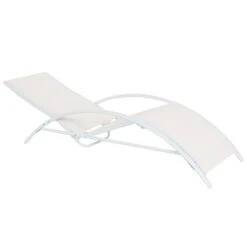 Beliani Tuinligstoel GAETA - Beige Staal, Textiel -Meubelwinkel 1000079550 0103