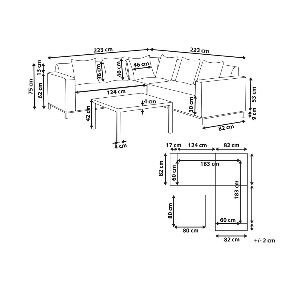 Beliani Loungeset BELIZE - Beige Polyester 5 Beliani Loungeset BELIZE - Beige Polyester - Afbeelding 3