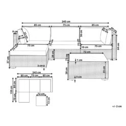 Beliani Loungeset SANO - Grijs - 5-delig -Meubelwinkel 1000079574 0102
