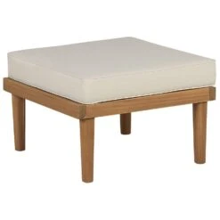 BARATTI - Tuin Ottomaan - Lichte Houtkleur/Wit - Acaciahout