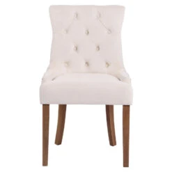 CLP Eetkamerstoel Aberdeen Licht Bruin Frame Fluweel Crème -Meubelwinkel 1000082907 0101